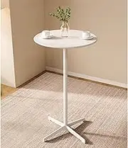 Round Bar Pub Table, 23.6 Inch Metal Top Sturdy Frame Kitchen Table for Home Pub Bistro, Accent Table Nightstand Bedside Table Small Coffee Table