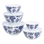 Stylish Nested Mixing Bowls with Lids - 10-Piece Floral Set for Your Kitchen