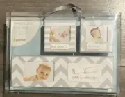NEW Baby's Milestone Keepsake Box Set by Pearhead Blue-1st tooth/curl/birth Cert
