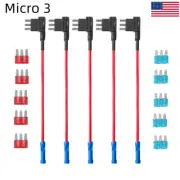 5 Pack Micro3 Fuse Automotive ATL 3 Prong Blade Fuse Holder & 10x 10A 15A Fuses