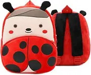 [Bansusu] 3D Cute Ladybird Pattern Baby Boys Girls Plush Backpack Ultralight Toddler Snack Bag Rucksack