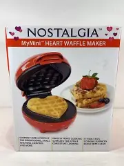 Red Heart Shaped Waffle Maker Nostalgia “My Mini” NIB Romantic Valentines Day