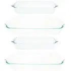 Pyrex (2) 233 3qt and (2) 232 2qt Rectangular Glass Baking Dishes Combo Set
