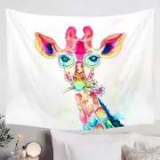 Colorful Giraffe Drawing Tapestry