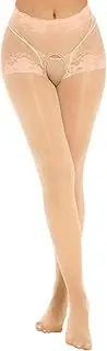 [Sinleey] Women's High Waist Elastic Open File Pantyhose Mesh Transparent Tights Stockings Leggings