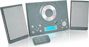 GTMC-101 MK2 CD Player Stereo Micro Compact HiFi with USB & MP3, AUX IN For Phone/Tablet, FM Radio, Clock Alarm, Desktop Stand or Wall Mountable Remote Control Grey