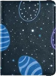 [Amooorous] Easter Universe Starry Egg Black Leather decorative Passport Holder Covers Case Travel Documents Organizer Protector Passport Wallet Lightweight, Easter universe starry egg black, 1 size