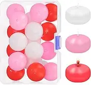 Hilitchi 18PCS Floating Disc Candle Kit White Pink Red Unscented Floating Candles Tealight Candles Smokeless Candles for Wedding Receptions Baby Showers Birthdays Celebrations