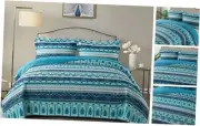 Cotton Bedspread Quilt Sets-Reversible Patchwork King Mysterious Bohemian B