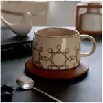 歐式復古咖啡杯碟勺套裝高級精緻粗陶陶瓷杯子家用馬克杯奢華簡約杯子 馬克杯 咖啡杯 陶瓷杯