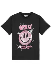 Ganni Smiley Printed Cotton T-shirt - Grey - M M