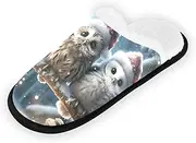 RPLIFE Womens House Slippers, Winter Cute Gnome Snowman Comfy Guest Slippers Cotton Slippers, House Shoes Women