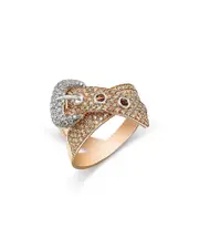 Bloomingdale's Fine Collection Diamond Crossover Buckle Ring in 14K Rose & White Gold, 1.23 tcw