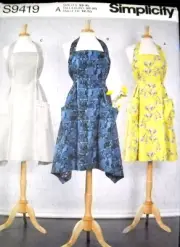 Retro Style Aprons Misses Size XS-XL Simplicity 9419 Sewing Pattern *