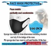 100 PCS Washable Reusable Black Fashion Face Polymer Sponge Face Mask US Selle