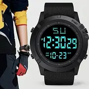 Men Digital Watch Multifunction Military Outdoor Sports Wristwatch Luminous LED Digital Watch Big Dial Waterproof Rubber Strap Electronic Watch For Student Kid