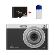4k 8x Optical Zoom Telescopic Lens Digital Camera with Card Reader & 16g - Black