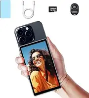 CP5 5" Phone Vlog Selfie Monitor Screen w/Magnetic Silicone Case, 500nit 1080P FHD Touch Screen Camera Selfie Monitor, 50m Distance with Bluetooth Remote Control for vlog, Live Streaming,etc.