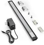 MYPLUS Under Cabinet Lights, 12" Touch Activated and Dimmable Aluminum LED Bar for Kitchen, Workbench and Desk, Warm White 3000K, Plug-in, Black.