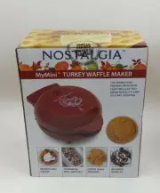 Nostalgia My Mini Turkey Waffle Maker in Cranberry NIB