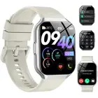Smart Watch (White) - IP68 Waterproof, 110+ Sports Modes, Bluetooth Call/Message