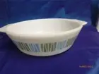 STUNNING PYREX WHITE GLASS J & J ENGLAND BLUE MATCHMAKER CASSEROLE DISH RARE