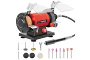 TOPEX 120W Bench Grinder w/ 2 Grinding Wheels& Adjustable Tool Rests& Eye-Protecting Shields& Static Wheel Guards