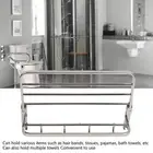 Double Towel Rack Foldable Stainless Steel Wall Mount Towel Shelf W/Movable CT