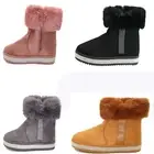 Ladies Faux Fur Lining Flat Low Heel Warm Winter Snow Ankle Boots Shoes