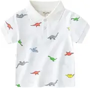 [KorhLeoh] Toddler Boys' Short Sleeve Button Down Short Sleeve Shirt Cartoon T-Shirt Hawaiian Shirt Polo Shirt fit for Kids Infant