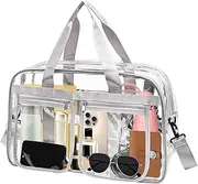 Enkrio Large Clear Tote Bag Clear Duffle Toiletry Bag with Zipper Transparent See Through Bag for Work Sports Gym Beach