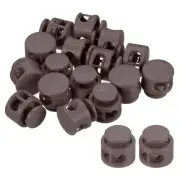 16Pcs 0.6" Dia Cord Locks Double Hole Cord Fastener Dark Brown