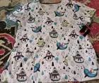 NEW NWT womens L winter scrub top holiday penguins and narwhals uniform top