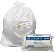 Garbage Bags 18L, 54 x 45 cm - 1 Pack of 50 pcs White Rubbish Bin Liners - 10 microns Standard Thickness - Waste Bags for Kitchen, Bathrooms, Household & Cleaning