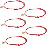 WEKAMOS 5pcs Handmade Red Rope Necklace Adjustable Pet Jewelry Bell Cute Handwoven Collar for Small Dogs and Cats Accessory for