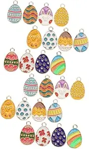 [Generic] 48pcs Easter Egg Ornament Accessories Fall Charms Enamel Charms Bulk Necklace Charms Pendant Clasp for Necklace DIY Bracelet Charms Pendants for Necklaces Moon Charms Bulk Alloy