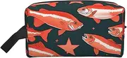 [FSCEV] Salmon Storage Bag Toiletry Bag Travel Bag Cute Cosmetic Bag Makeup Accessories, White, One Size