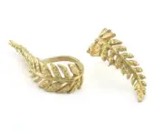 Leaf Ring Adjustable Raw brass (20mm 10US inner size) 3263