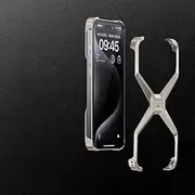 Jarttarn Metal Case for iPhone 16 Pro Max (2024),Aluminum Alloy Hollow Bezel-Less Cooling Phone Case,Heat Dissipation Anti-Fall Shockproof Protective Cover (Silver)