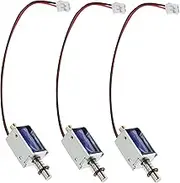 3pcs Mini Solenoid Valves, Open Electric Game Micro Piston Push Frame 12V Electromagnet Solenoid Pull for Linear Mini DC Magnetic Motion Console Linear Micro Push Electromagnet