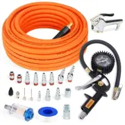 22 Pieces Air Compressor Accessories kit, 3/8 inch x 50 ft Hybrid Air Hose Ki...