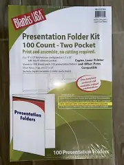 NEW 100 Presentation Folder Kit 9 x 12 & Two 4 In Pockets White 10 Pt Blanks USA