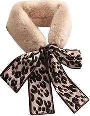 [AOKWAWALIY] 1 PC Ribbon Scarf Winter Neckpiece All-match Scarf Riband Neckpiece Warm Scarf Woman Streamer Neckerchief Scarf for Women Ribbon Neck Scarf Leopard Bow Scarf Artificial Wool