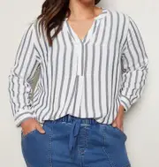 NEW AUTOGRAPH LONG SLEEVE TEXTURED STRIPE SHIRT SIZE 18, 20