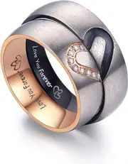 Matching Promise Rings For Couples Love You Forever Wedding Bands Sets For Him And Her Half Heart Rings Stainless Steel 6mm With Box Comfort Fit