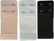 [citystores] 3 Pack Bra Extender White, Nude & Black 2-Hook Adjustable Bra Strap Extension for Maternity, Weight Changes, and Everyday Comfort, Black, 2 hook