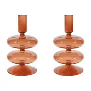 2PK LVD Glass Eve 16cm Taper Stick Candle Holder - Chesnut