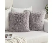 2pcs Soft Upholstery Cushion Cover, Sheepskin Lambskin Faux Fur Long Hair Upholstery Cushion Cover, Faux Fur Sofa Cushion