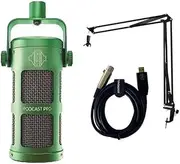 SONTRONICS Podcast PRO Ultra Unidirectional Dynamic Microphone Stand Set, Green