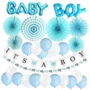 Baby Shower Decorations, It's a Boy Banners Baby Boy Foil Balloon Paper Fans